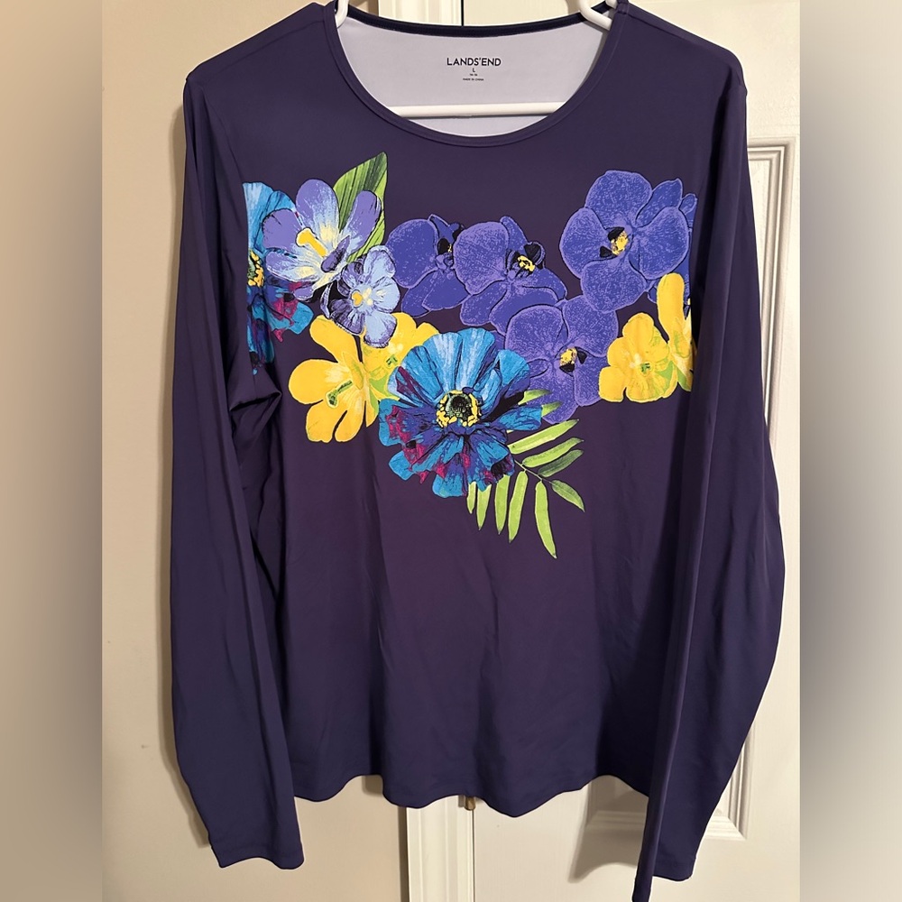 Lands end Floral Print Long Sleeve rash guard from